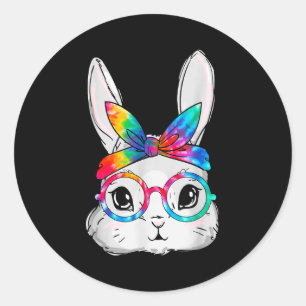 Konijnengezicht zonnebril Tie Dye bril hoofdband E Ronde Sticker