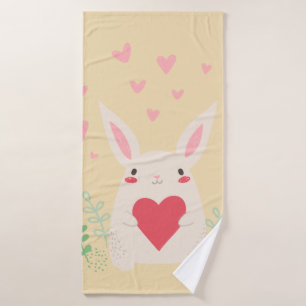 Konijnenhart schattige valentijn badhanddoek