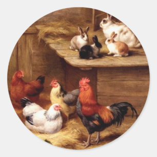 Konijnenhengstenhoenders Ronde Sticker