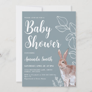 Konijnenillustratie Botanisch Baby shower Kaart