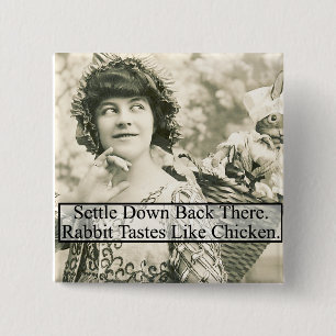 Konijnenkastjes zoals kippen - Vintage Vierkante Button 5,1 Cm