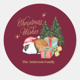 Konijnenkerstman met kerstboom ronde sticker