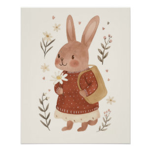 Konijnenkinderkamerprint, Cute Boho-kinderkamer mu Perfect Poster