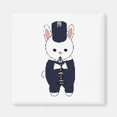 Konijnenklarinet Marching Band Navy Blue White Magneet (Voorkant)