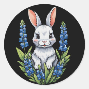 Konijnenkonijn Pasen Texas Bluebonnet Ronde Sticker