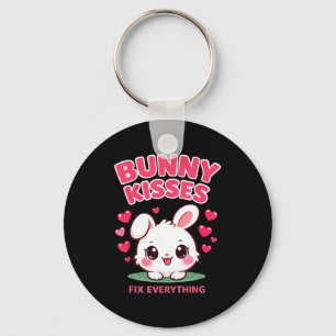 Konijnenkusjes lossen alles op leuk konijn ontwerp sleutelhanger