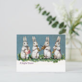 Konijnenkwartet Pasen Feestdagenkaart (Staand voorkant)