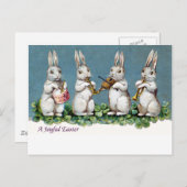 Konijnenkwartet Pasen Feestdagenkaart (Voorkant / Achterkant)