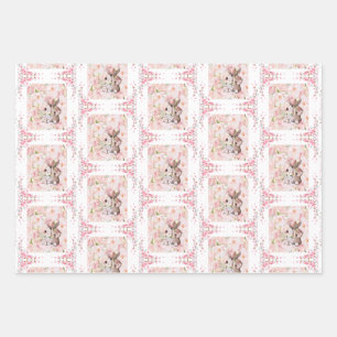 Konijnenliefde met roze rozen inpakpapier vel