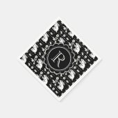 konijnenmonogram zwart-wit servet (Hoek)