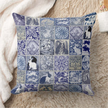 Konijnenmozaïek Tegel Blauw Wit Grijs 