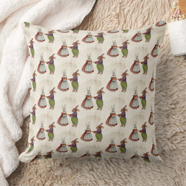  konijnenpaar in Victoriaans kleding Kussen (Deken)