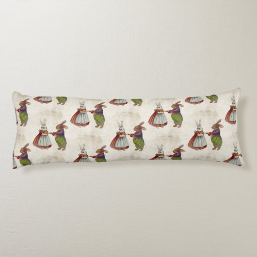  konijnenpaar in Victoriaans kleding Lichaamskussen (Achterkant)