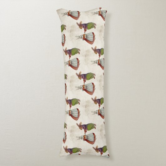  konijnenpaar in Victoriaans kleding Lichaamskussen (Voorkant Verticaal)