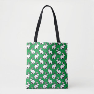 Konijnenpatroon - Zwart-wit met Kelly Green Draagtas
