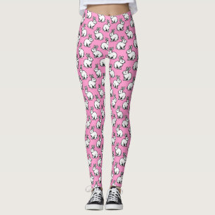 Konijnenpatroon - Zwart-wit met Roze Leggings