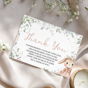Konijnenthema Dankkaart voor Baby Shower Informatiekaartje