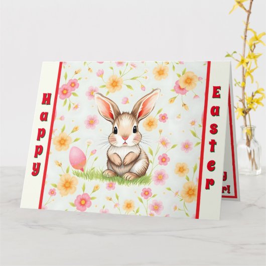 Konijnenvakantie Easter Modern Collectie Kaart (Gele Bloem)