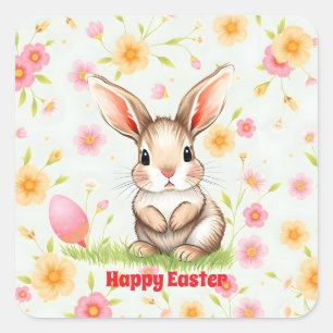 Konijnenvakantie Easter Modern Collectie Vierkante Sticker