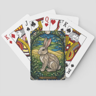 Konijnenweide rand Illumina glas-in-lood Pokerkaarten
