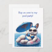 Konijnenzwembadfeest Kaart (Voorkant / Achterkant)