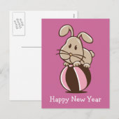 Konijnkaart met Gelukkig Nieuwjaar Feestdagenkaart (Voorkant / Achterkant)