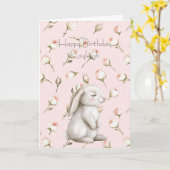 Konijnrozen Bloemige Verjaardag Kaart (Gele Bloem)