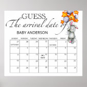 Konijntje Baby Shower Raad Verwachte Datum Kalende Poster (Voorkant)