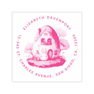 Konijntje & Eivormig Huis Kawaii Adres Zelfinktende Stempel