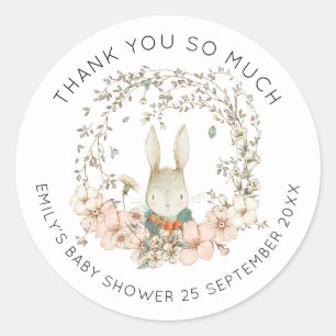  konijntje groen blad dank u Baby shower Ronde Sticker
