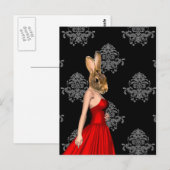 Konijntje in rode jurk briefkaart (Voorkant / Achterkant)