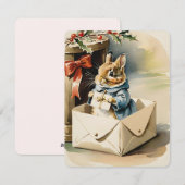  konijntje kerst feestdagenkaart (Voorkant / Achterkant)