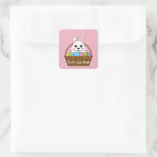 Konijntje Kleurrijke PaaseiHunt Mand personalise Vierkante Sticker