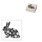 Konijntje met retro bloemen 	rubberstempel (Gestempeld)