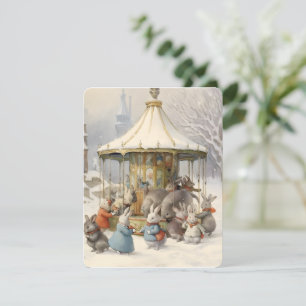  konijntjes carrousel kerst feestdagenkaart