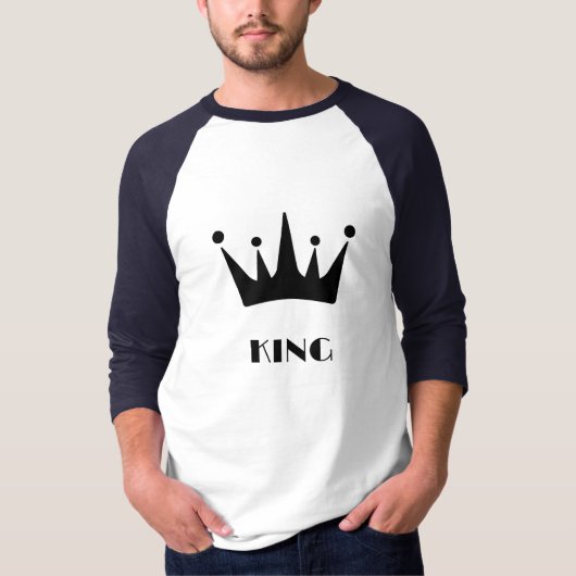 Koning aangepaste tekst kroon afbeelding Basic 3/4 T-shirt (Voorkant)