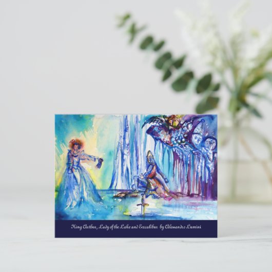 KONING ARTHUR, DAME VAN HET MEER EN EXCALIBUR BRIEFKAART (Staand voorkant)