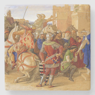 Koning Arthur en de Ridders van de Ronde Tafel Stenen Onderzetter