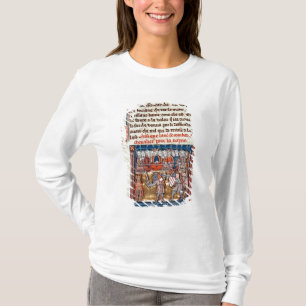 Koning Arthur en Guinevere kijken naar een T-shirt