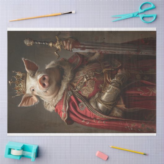 Koning Arthur Pig Decoupage Tissuepapier (Craft)