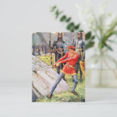 Koning Arthur trekt het zwaard van de Stone Briefkaart (Staand voorkant)