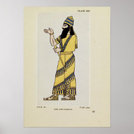 Koning Assur-Nasir-Pal Oud-Assyrische kledij Poster