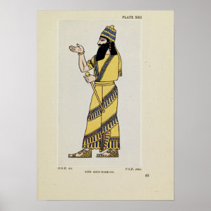 Koning Assur-Nasir-Pal Oud-Assyrische kledij Poster