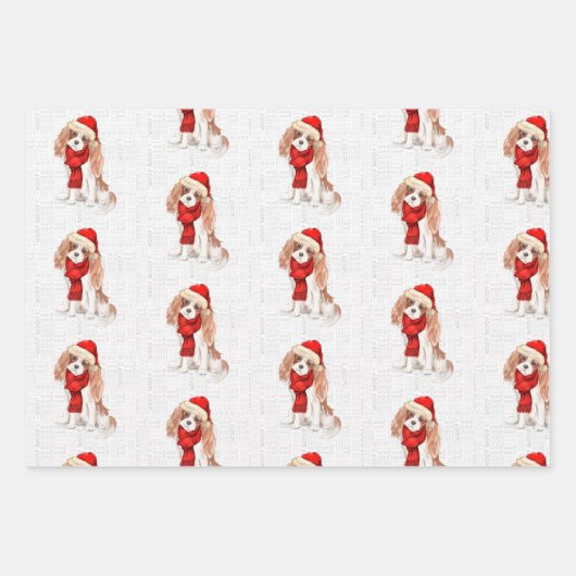 Koning Charles Cavalier Spaniel Kerst Hond Plaid Inpakpapier Vel (Voorkant 2)