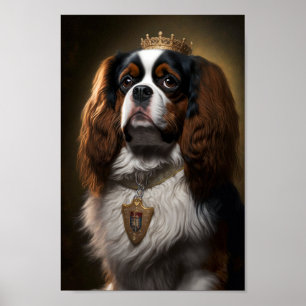 Koning Charles Cavalier Spaniel met kroonPoster Poster
