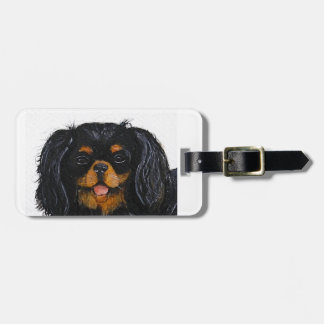 Koning Charles Cavalier Spaniel zwart en tan Bagagelabel