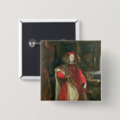 Koning Charles II van Spanje Vierkante Button 5,1 Cm (Voorkant /achterkant)