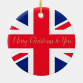 Koning Charles III Britse vlag Kerstmis Groet Keramisch Ornament (Achterkant)