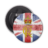 Koning Charles III-centimeter/Unievlag flessenopen Button Flesopener (Voorkant)
