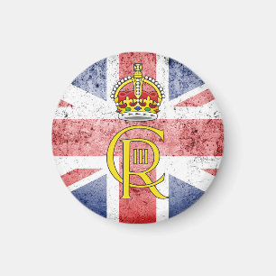 Koning Charles III-cipher/Union Flag fridge magnet Magneet